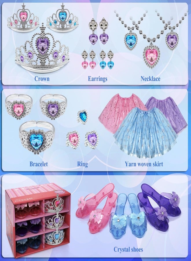 Mrabbitoo Princess Dress Up for Girls - Toddlers Clothes with Skirts, Shoes, Crown & Play Jewelry, Princess Costume Toys for Girls Age 3,4,5,6 Year Old, Kids Shoes Role Play Gift Idea for Birthday Christmas - Image 2